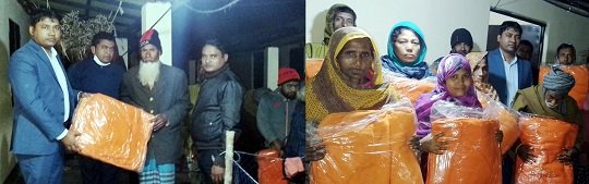 বরিশালে আশ্রয়ন প্রকল্পের বাসিন্দাদের মাঝে কম্বল বিতরণ