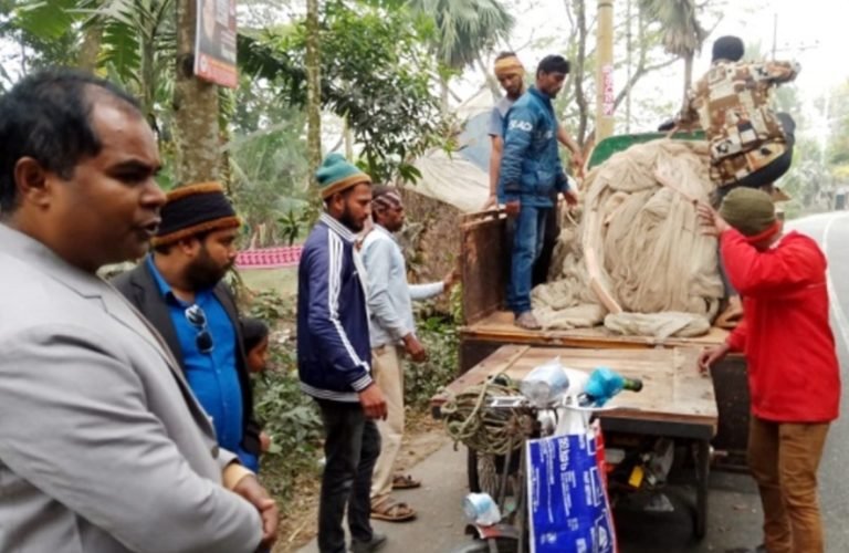 বরিশালে ৬ লাখ টাকার অবৈধ বেহুন্দী জাল জব্দ