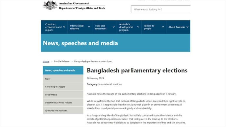 নির্বাচনে সব দলের অংশ নিতে না পারা দুঃখজনক: অস্ট্রেলিয়া