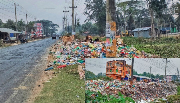 পটুয়াখালীতে মহাসড়ক যেন ময়লার ভাগাড়