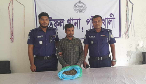 বাউফলে রিকশাচালক ছদ্মবেশে মাদক ব্যবসায়ী আটক