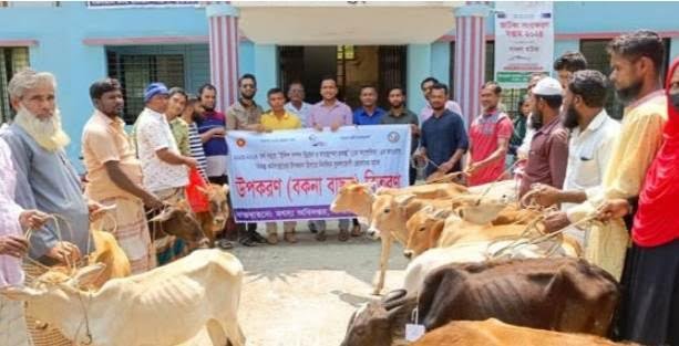 গলাচিপায় জেলেদের মাঝে বকনা বাছুর বিতরণ