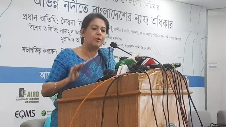 ভারতের সঙ্গে পানির ন্যায্য হিস্যা নিয়ে দ্রুতই বৈঠক: রিজওয়ানা হাসান