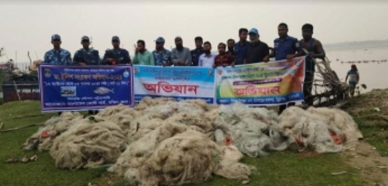 পটুয়াখালীতে ৫০ হাজার মিটার ইলিশের জাল জব্দ