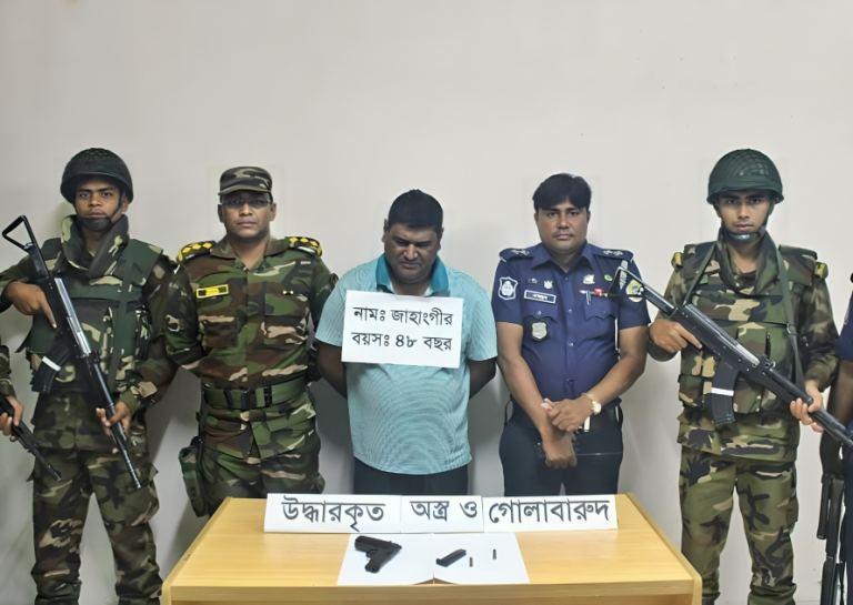 মির্জাগঞ্জে বিএনপি নেতা জাহাঙ্গীর ফরাজী বিদেশি পিস্তলসহ গ্রেপ্তার