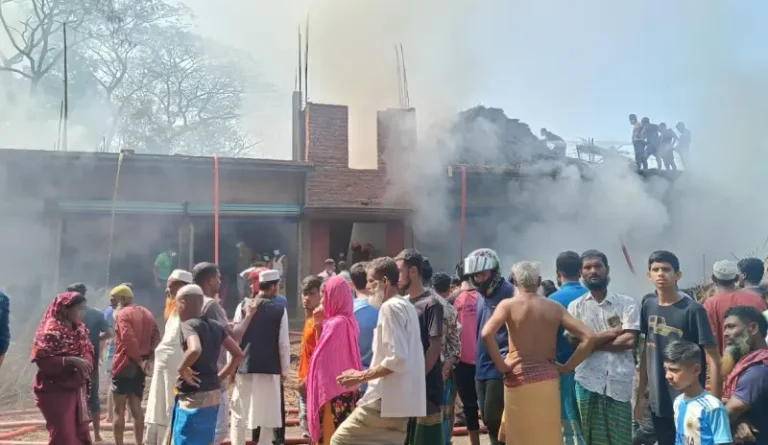 গলাচিপায় পাটখড়ির গুদামে অগ্নিকাণ্ড