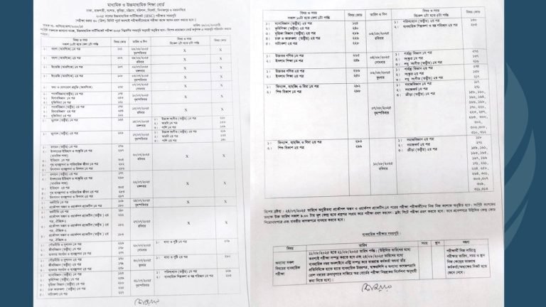 এইচএসসি পরীক্ষার সময়সূচি প্রকাশ
