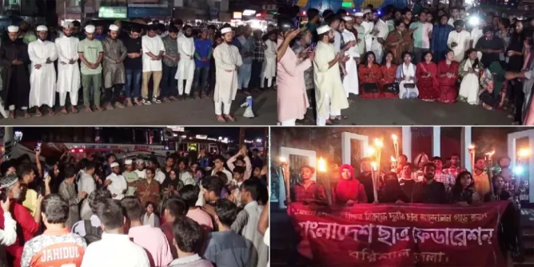 শিশু আছিয়ার মৃত্যুতে বরিশালে গায়েবানা জানাজা ও মশাল মিছিল