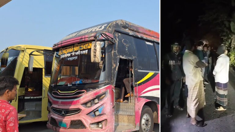 বরগুনায় সড়কে গাছ ফেলে যাত্রীবাহী বাসে ডাকাতি