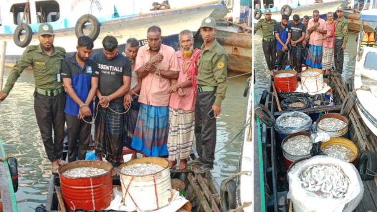 বরিশালে জাটকাসহ ৫ জন আটক, আনসার সদস্য আহত