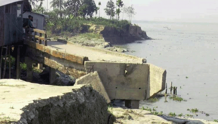 ভোলার মেঘনায় তীব্র ভাঙন: টেকসই বাঁধ নির্মাণের দাবি