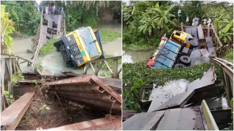 পিরোজপুরে বেইলি ব্রিজ ধসে যান চলাচল বন্ধ, জনদুর্ভোগ চরমে