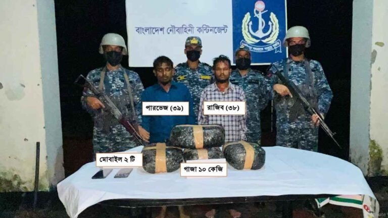 বরগুনায় ১০ কেজি গাঁজাসহ দুই মাদক কারবারি আটক