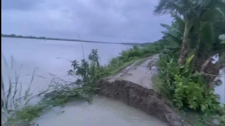দুমকিতে ওয়াপদা বেরিবাঁধ ভেঙে প্লাবিত বিস্তীর্ণ জনপদ