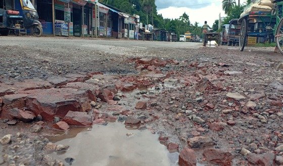 টানা বর্ষণে ঝুঁকিপূর্ণ ঢাকা-বরিশাল মহাসড়ক, যানবাহন চলাচলে চরম দুর্ভোগ