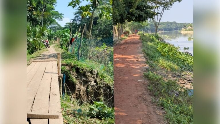 বাকেরগঞ্জে দুই সড়ক এখন মরণ ফাঁদ, চরম দুর্ভোগে দুই গ্রামের মানুষ