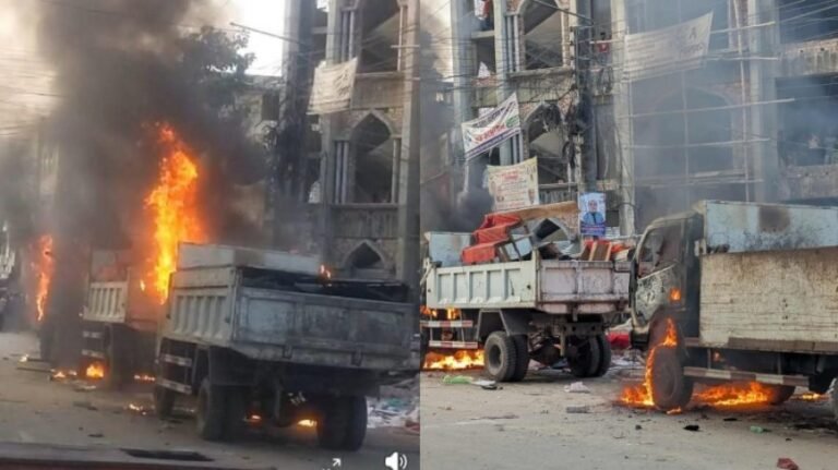 ভোলায় পৌরসভার ৩ গাড়িতে আগুন, ১৫ জন আহত