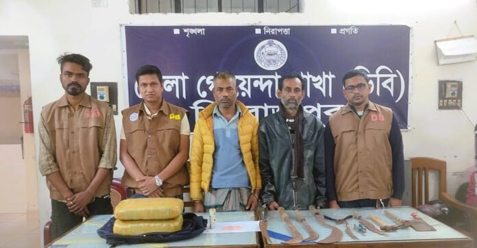 পিরোজপুরে দেশীয় অস্ত্র ও মাদকসহ দুই ডাকাত আটক