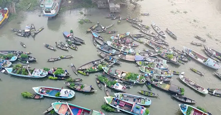 পিরোজপুরের শতবর্ষী বৈঠাকাটা ভাসমান হাট